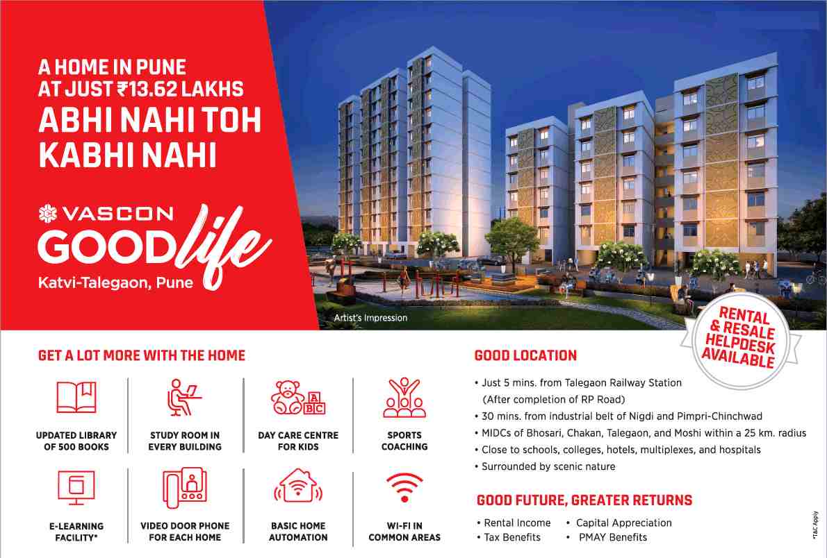 Book homes starting at Rs. 13.62 Lakhs at Vascon Goodlife in Pune Update